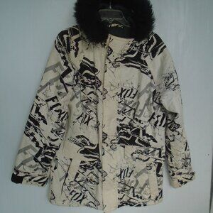 Fox Mens Parka Winter Jacket Size M White/Black